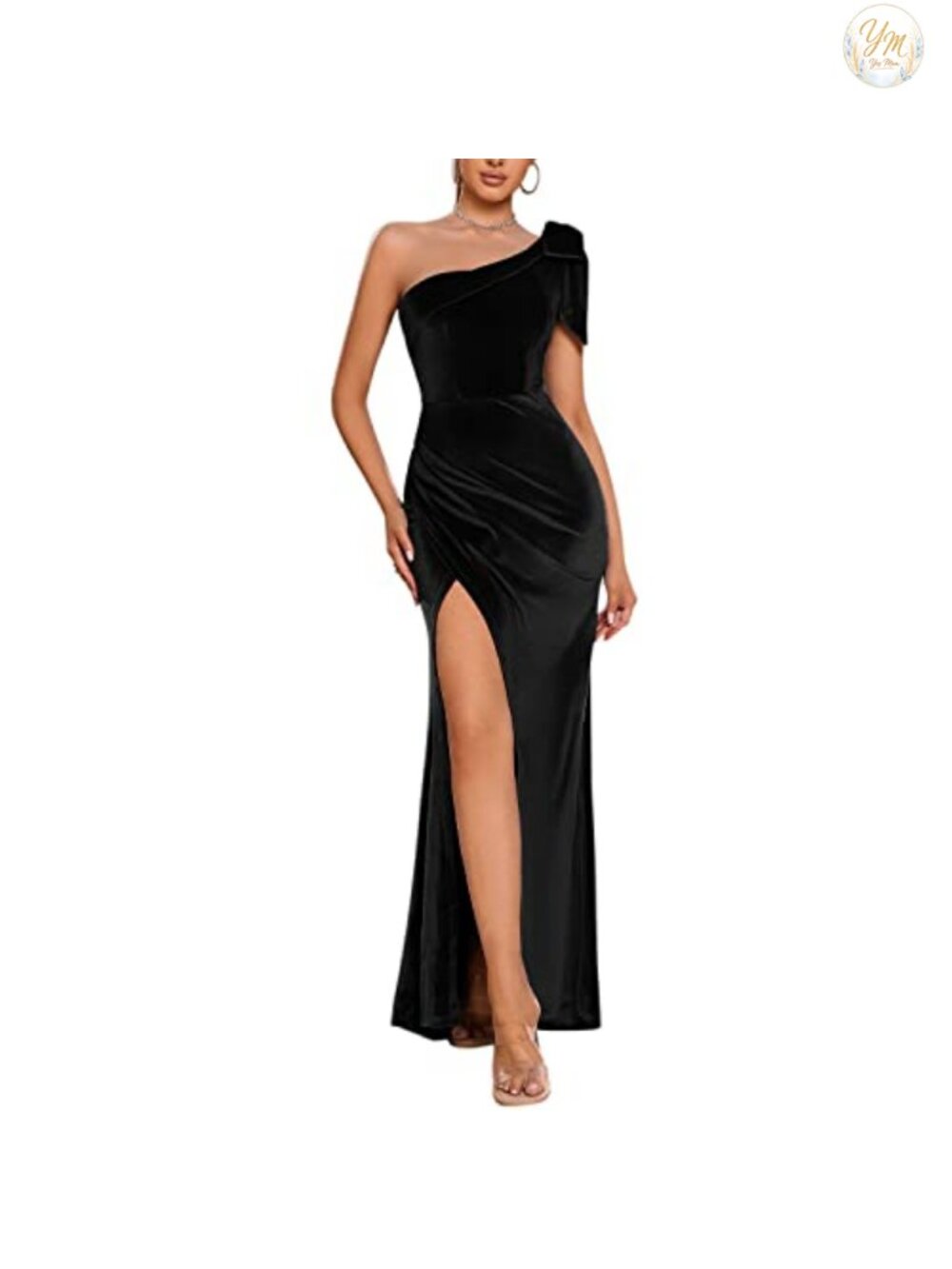 Women Sleeveless Off Shoulder Split Evening Cocktail Sequin Maxi Dress